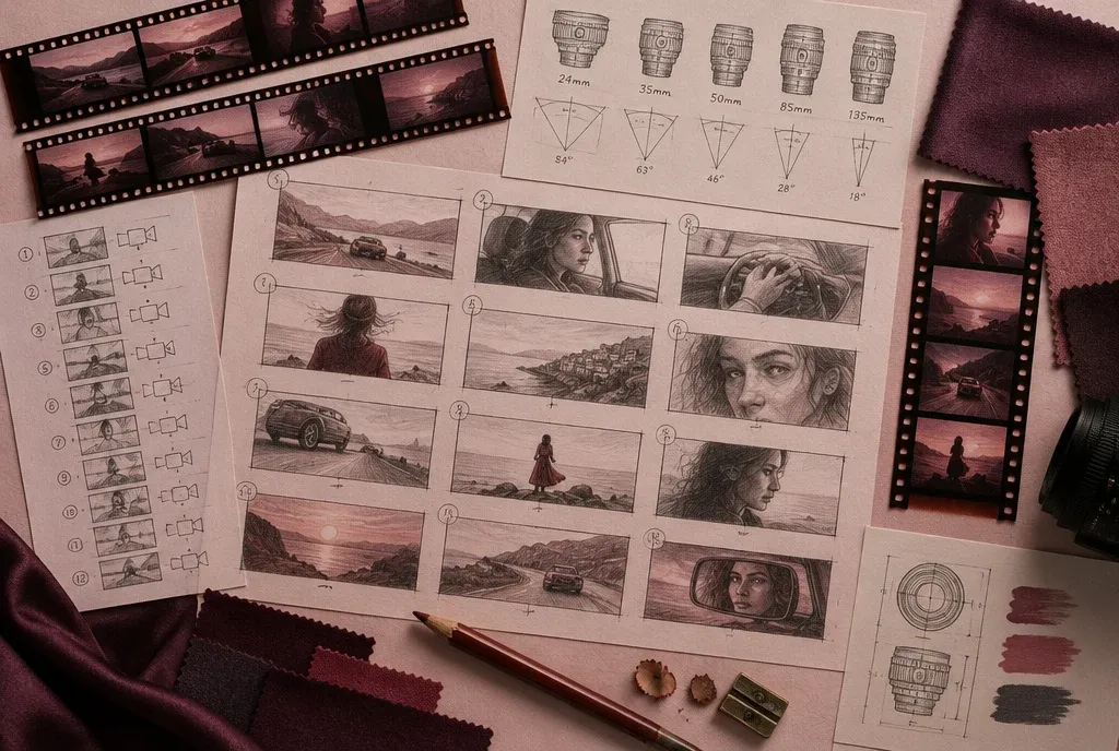Concept visualization of preproduction for a professional film production.